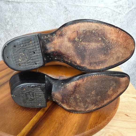 Vtg Tony Lama Western Boots Mens 7 B‎ Brown Leather Cowboy Botas Rodeo Vaquero - Picture 12 of 13